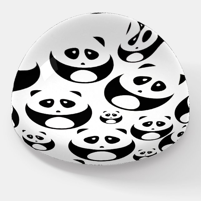 Kawaii Black and White Panda Pattern Paperweight (Angled)