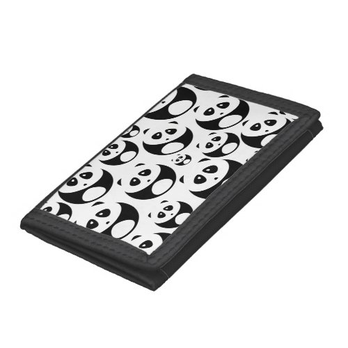 Kawaii Black and White Panda Pattern Trifold Wallet