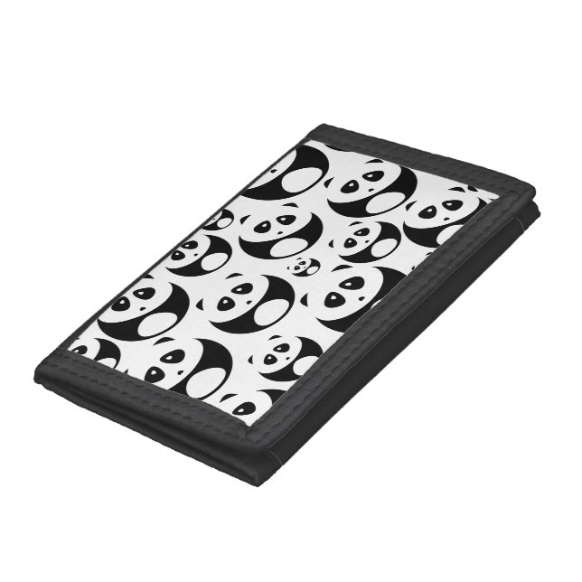 Kawaii Black and White Panda Pattern Trifold Wallet (Bottom)