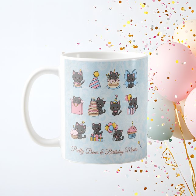 Kawaii Black Cat Birthday Mug | Birthday Meows (Kawaii Black Cat Birthday Mug | Birthday Meows)