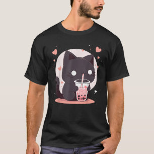 Kawaii Black Cat Boba Cute Japan Anime Bubble Tea T-Shirt