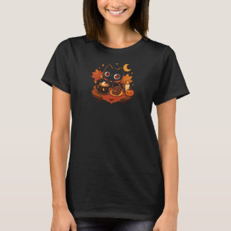 Kawaii Black Cat Halloween Coffee – Cozy Spooky Ni T-Shirt