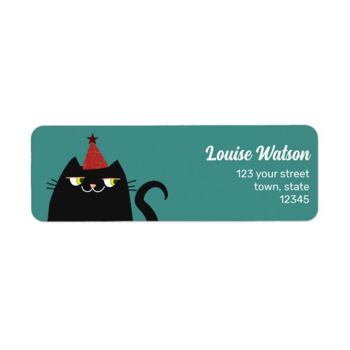 Kawaii Black Cat Return Address Label