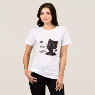 Kawaii Black Cat T-Shirt Tri-Blend Shirt
