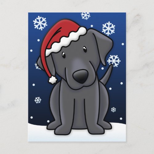 Kawaii Black Lab Christmas Postcard