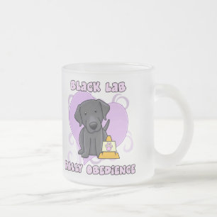 Kawaii Black Lab Rally Obedience Frosted Glass Coffee Mug