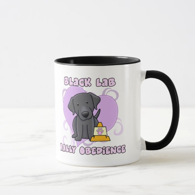 Kawaii Black Lab Rally Obedience Mug (Right)