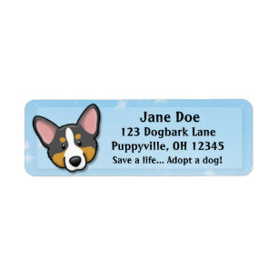 Kawaii Black & Tan Cardigan Welsh Corgi Label