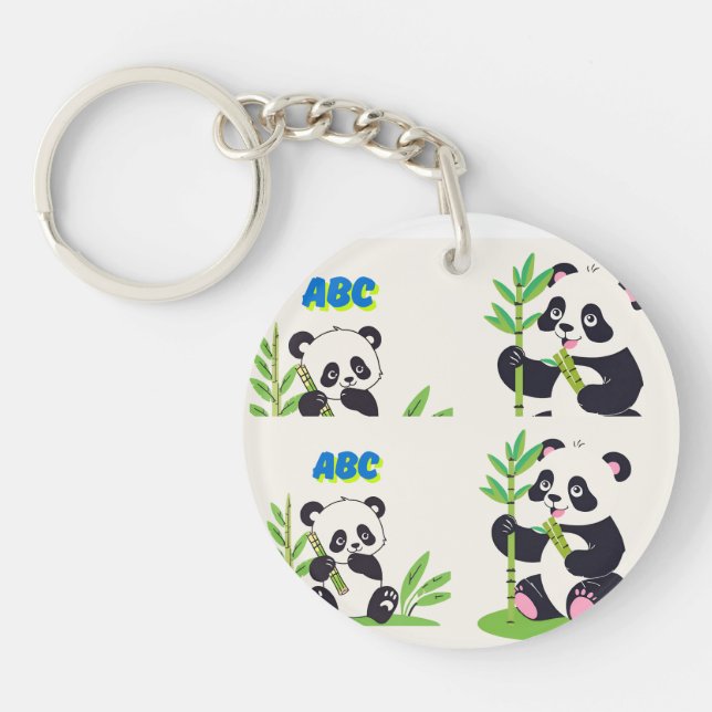 Kawaii Black & White Bear Accessory Keychain (Front)