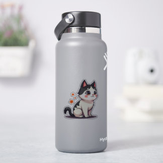 Kawaii Black & White Kitten – Halloween Chibi Sticker