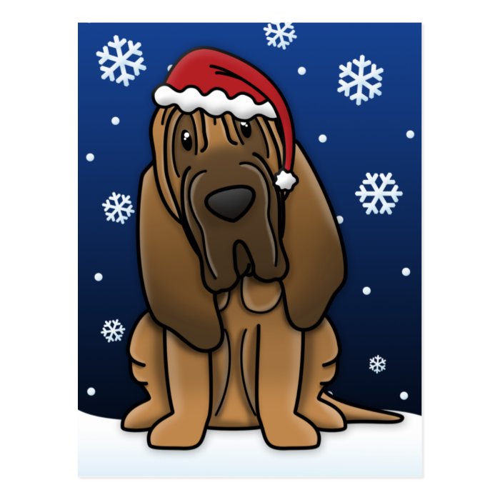 Kawaii Bloodhound Christmas Postcard