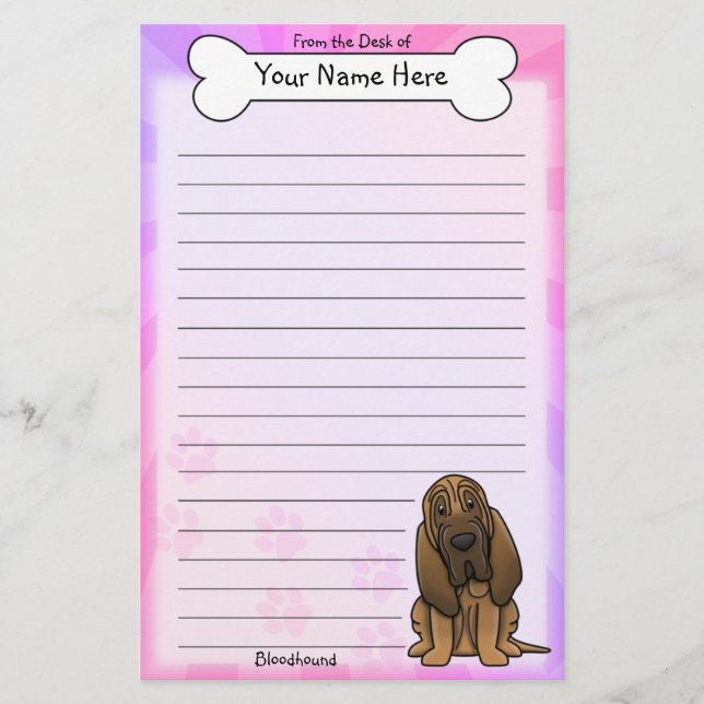 Kawaii Bloodhound Stationery (Front)