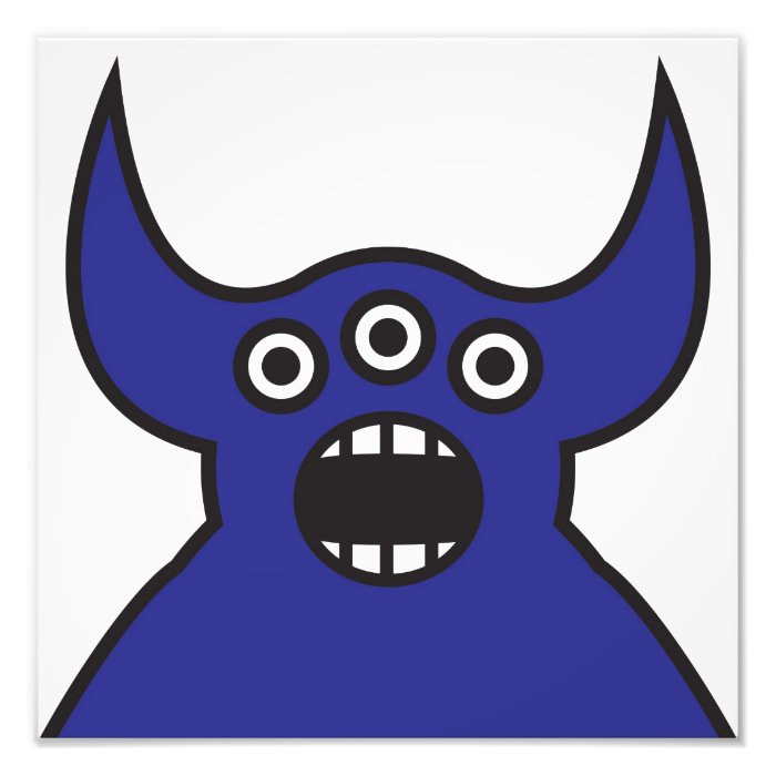 Kawaii Blue Alien Monster Face Photograph