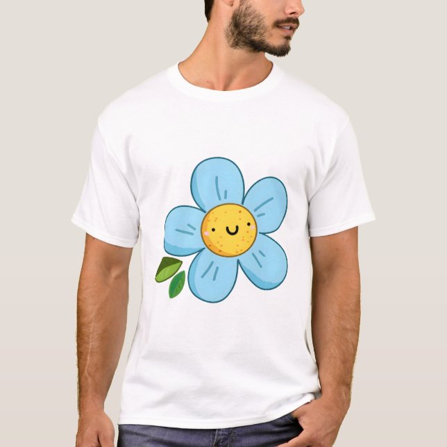Kawaii Blue Flower T-Shirt (Front)