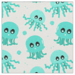 Kawaii Blue Octopus Cute Pattern Fabric