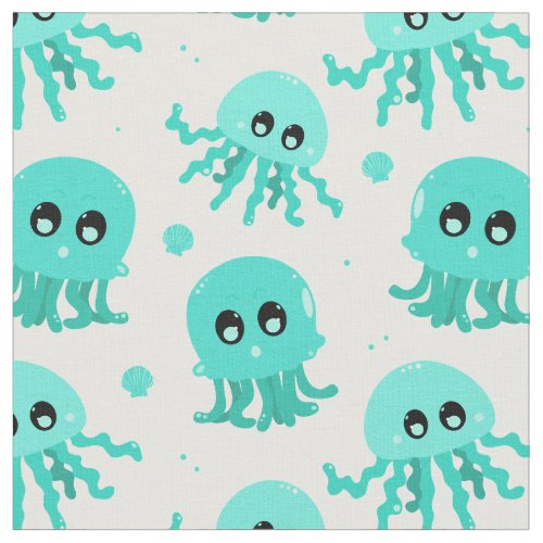 Kawaii Blue Octopus Cute Pattern Fabric