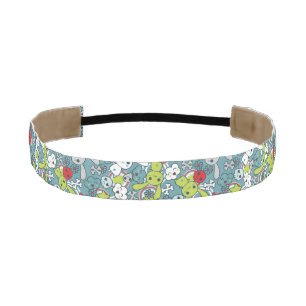 kawaii blue pattern athletic headband