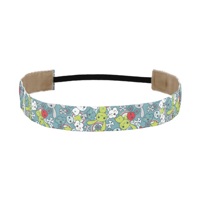 kawaii blue pattern athletic headband (Front)