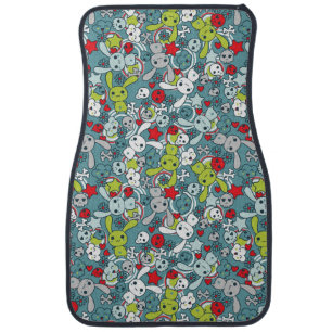 kawaii blue pattern car floor mat