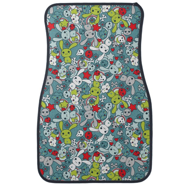 kawaii blue pattern car floor mat (Front)