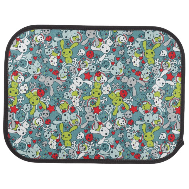 kawaii blue pattern car floor mat (Rear)