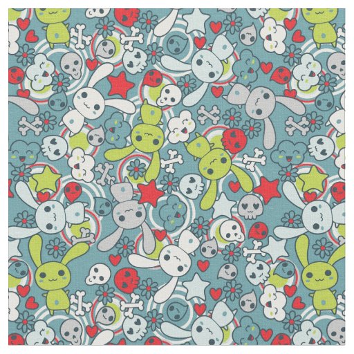 kawaii blue pattern fabric