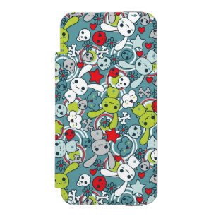kawaii blue pattern iPhone SE/5/5s wallet case