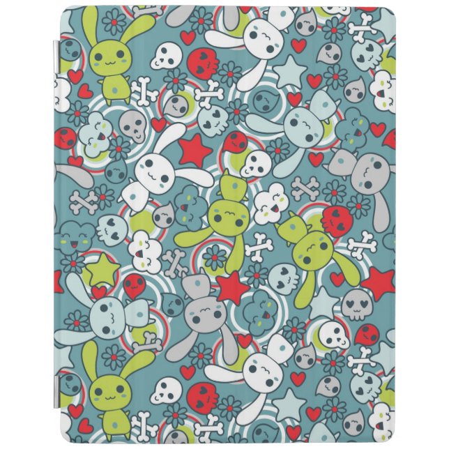 kawaii blue pattern iPad smart cover (Front)