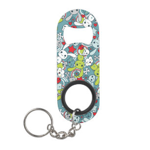 kawaii blue pattern keychain bottle opener