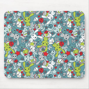 kawaii blue pattern mouse pad