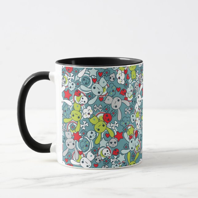 kawaii blue pattern mug (Left)