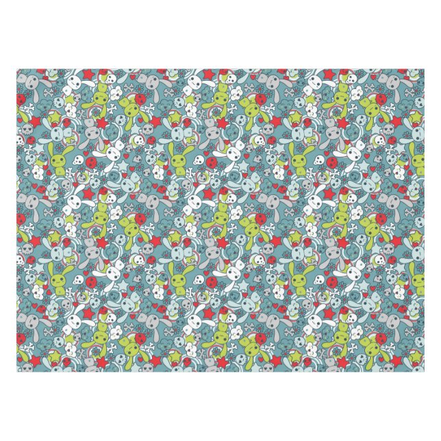 kawaii blue pattern tablecloth (Front (Horizontal))