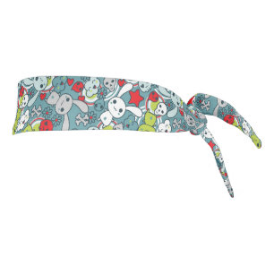 kawaii blue pattern tie headband
