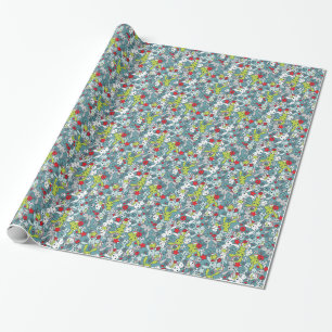 kawaii blue pattern wrapping paper
