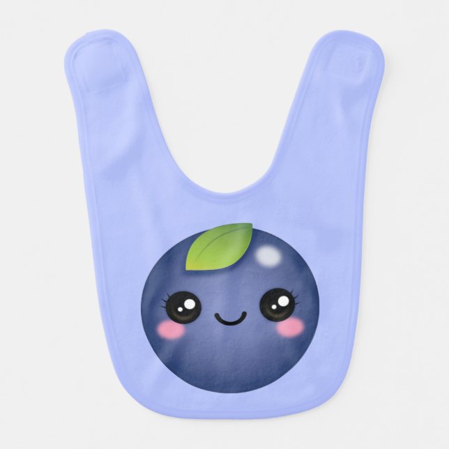 Kawaii Blueberry Baby Bib (Front)