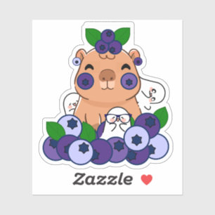 Kawaii Blueberry Capybara and Little Spirits Sticker