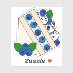 Kawaii Blueberry Cat Fruit Sandwich - Japanese San Sticker