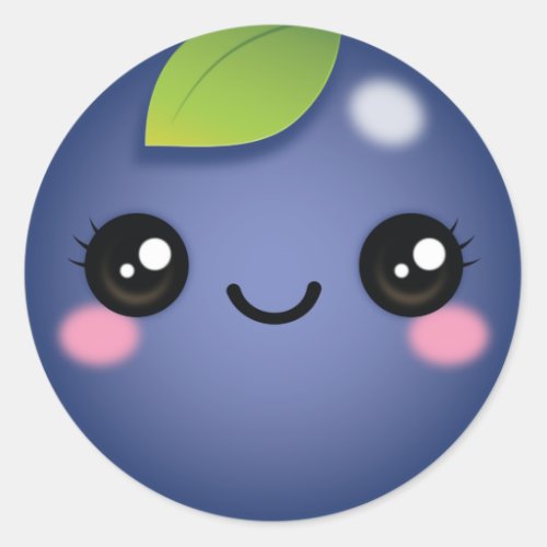 Kawaii Blueberry Classic Round Sticker