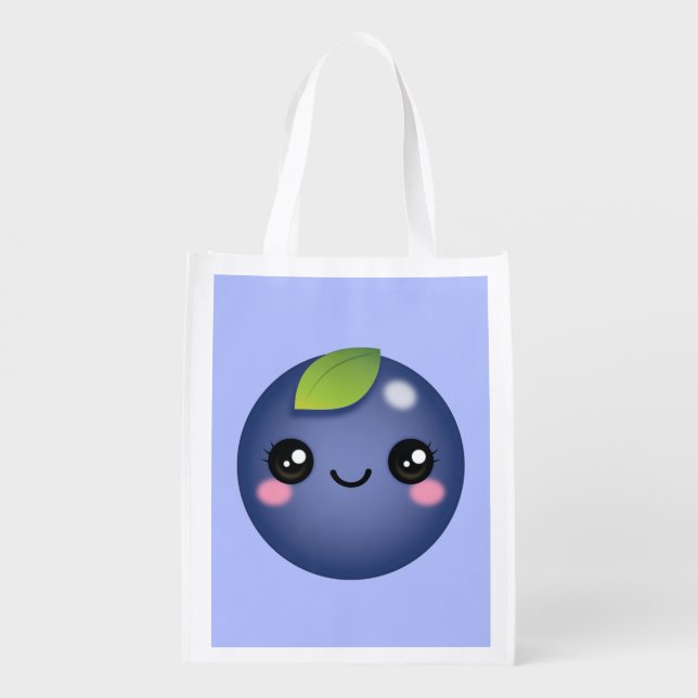 Kawaii Blueberry Grocery Bag (Back)