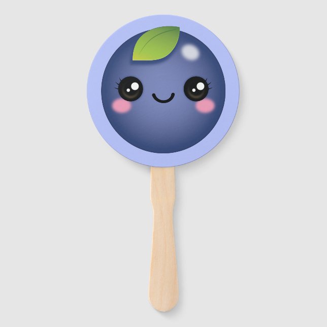 Kawaii Blueberry Hand Fan (Front)