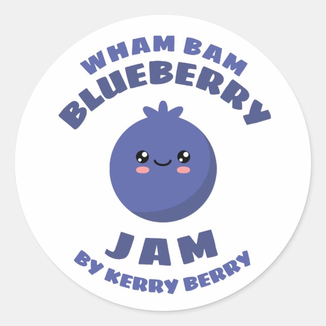 Kawaii Blueberry Jam Classic Round Sticker (Front)