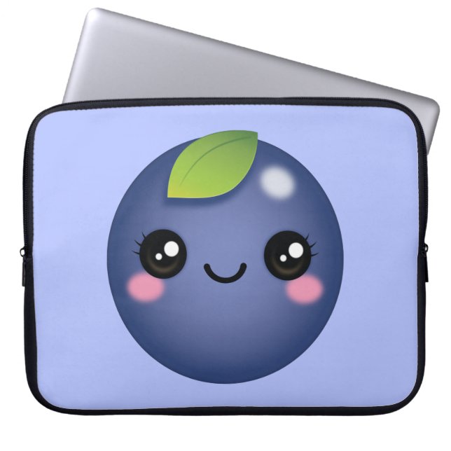 Kawaii Blueberry Laptop Sleeve (Front)