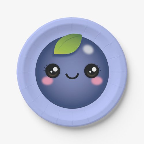 Kawaii Blueberry Paper Plate