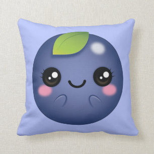 Kawaii Blueberry Throw Pillow