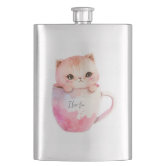 Kawaii Cute Striped Pink Chibi Cat Acrylic Tumbler