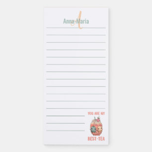 Kawaii boba bubble tea personalized best-tea lined magnetic notepad