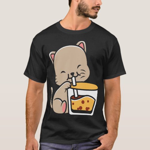 Kawaii Boba Cat Bubble Tea Cat Lover Gift T_Shirt