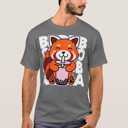 Kawaii Boba Cute  Red Panda Kawaii Bubble Tea Drin T_Shirt