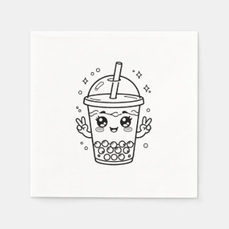 Kawaii boba tea coloring napkins