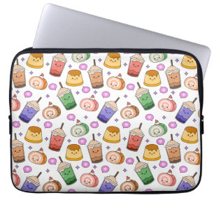 Kawaii Boba Tea Pattern Laptop Sleeve